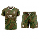 JerseysTeamsLeagues Brown & Green Marble Performance Football Kit – Premium Soccer Jersey and Shorts Set