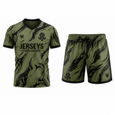Jerseys Teams Leagues Olive Green & Black Marble Performance Football Kit – Premium Soccer Jersey and Shorts Set