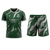 JerseysTeamsLeagues Premium Green & Silver Marble Performance Football Kit – Soccer Jersey and Shorts Set