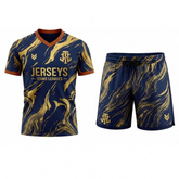 JerseysTeamsLeagues Premium Navy & Gold Marble Performance Football Kit – Soccer Jersey and Shorts Set