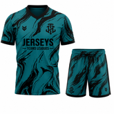Jerseys Teams Leagues Teal & Black Marble Performance Football Kit – Premium Soccer Jersey and Shorts Set