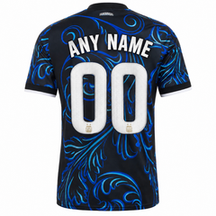 Argentina Men's Custom Black and Blue Swirl Football Jersey – Regular Fit Pro-Style Matchday Performance Tee