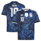 Men's Premium Black and Blue Baroque Pattern Football Shirt – Slim Fit Pro-Style Matchday Performance Top (Lionel Messi)