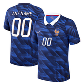 France Men's Premium Blue Textured Stripe Football Shirt – Slim Fit Pro-Style Matchday Performance Top