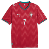 Men's Premium Red Tonal Wavy Stripe Football Shirt – Slim Fit Pro-Style Matchday Performance Top (Ronaldo)