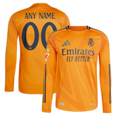 Real Madrid adidas 2024/25 Away Long Sleeve Custom Jersey - Orange Adidas