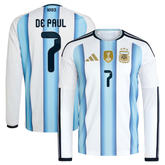 Rodrigo De Paul Argentina National Team adidas 2026 Home Long Sleeve Jersey - White