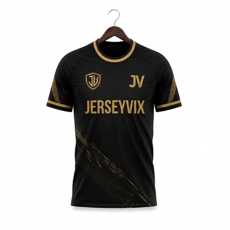 JERSEYVIX Black & Gold Performance Football Jersey – JV Edition