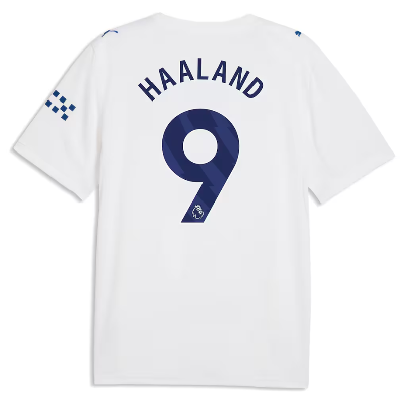 Manchester Style White & Gradient Blue Soccer Jersey (Haaland)