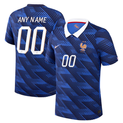 France Men's Premium Blue Textured Stripe Football Shirt – Slim Fit Pro-Style Matchday Performance Top