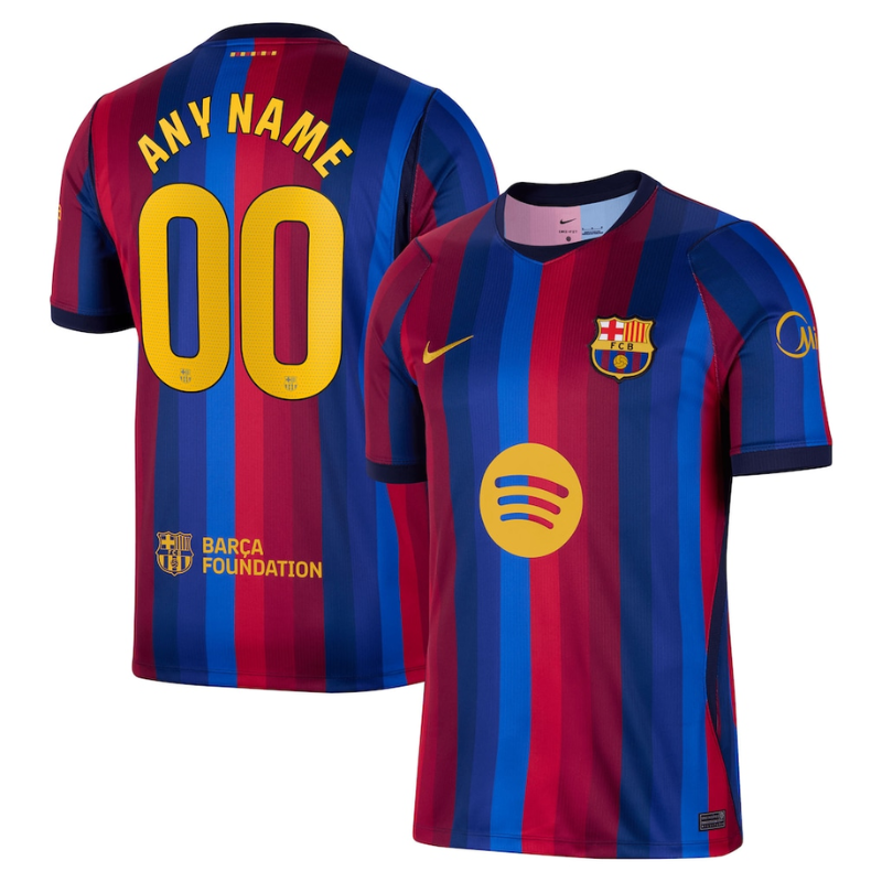 Men's Premium Blue and Red Multi-Stripe Football Shirt Barcelona – Slim Fit Pro-Style Matchday Performance Top