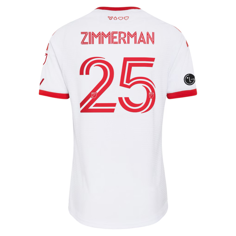 Toronto Style White & Red Central Stripe Soccer Jersey (Zimmerman)