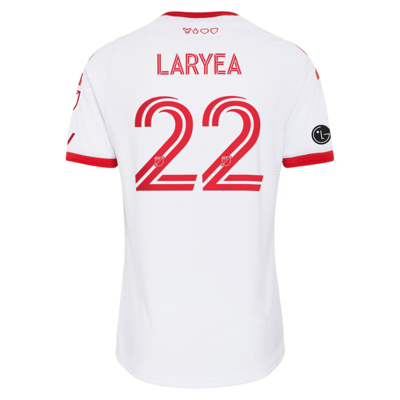 Toronto Style White & Red Vertical Multi-Stripe Soccer Jersey (Laryea)